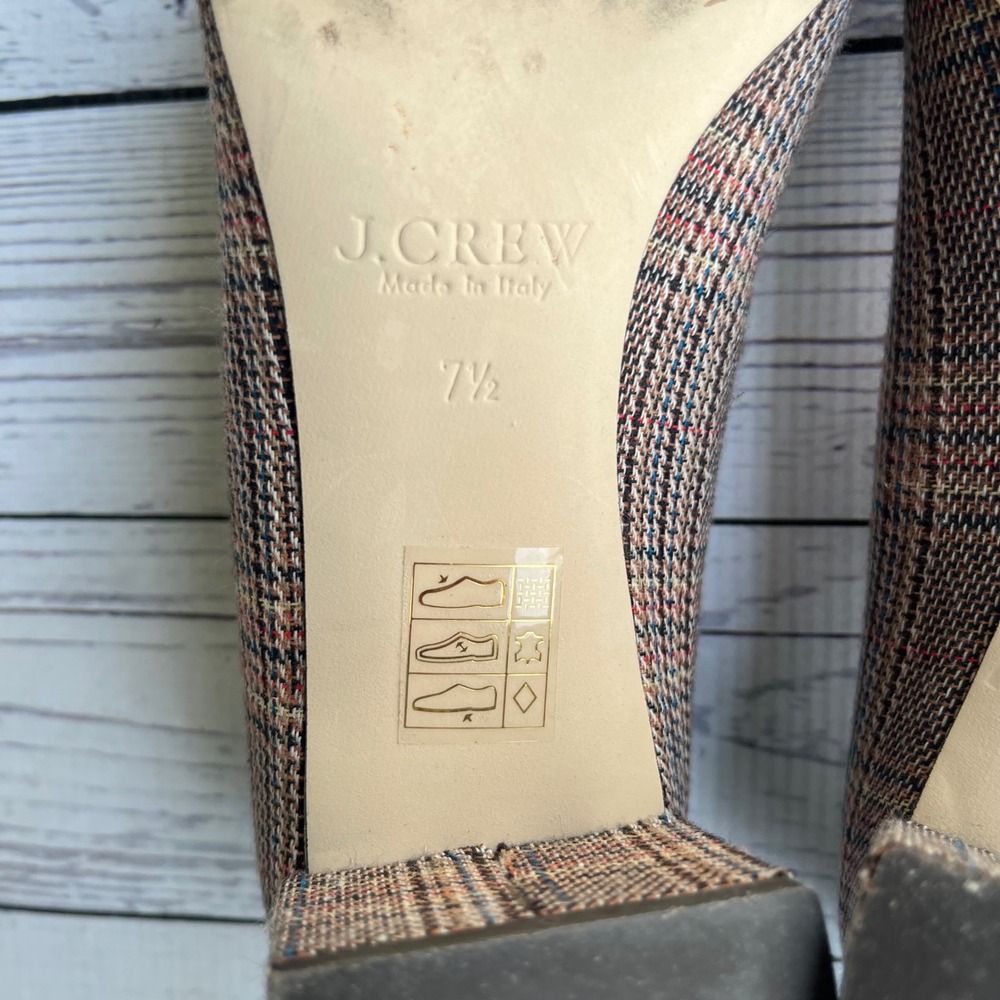 J.Crew Avery Women Italy Plaid Tweed Tassel Block Heel Pumps Kate Middleton 7.5 - Picture 12 of 13
